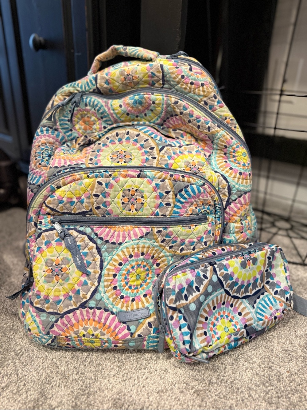 RETIRED Vera Bradley Quilted Backpack + Pencil Pouch | Colorful Mandala
